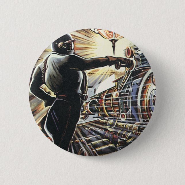 Vintage Science Fiction Sci Fi Futuristische Masch Button (Vorderseite)