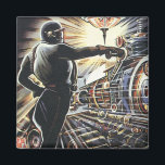Vintage Science Fiction Sci Fi Futuristische Masch Magnet<br><div class="desc">Vintages Bild Science Fiction mit einer futuristischen Fertigungsszene mit einer Roboter-Führungsmaschine.</div>