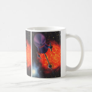Vintage Science-Fiction, Sci-Fi-Rakete, roter Plan Kaffeetasse