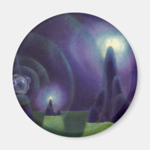 Vintage Science-Fiction, Sci-Fi Weltraum Planet Magnet