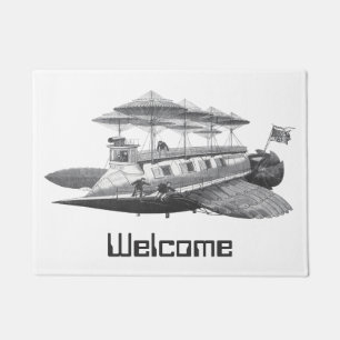 Vintage Science Fiction Steampunk Airship Eclipse Fußmatte