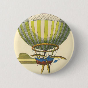 Vintage Science Fiction Steampunk Heißluftballon Button