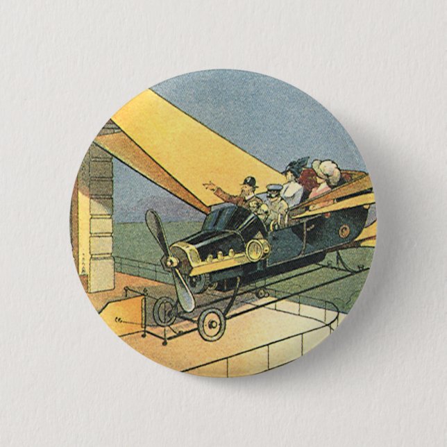Vintage Science Fiction Steampunk Konvertible Car Button (Vorderseite)
