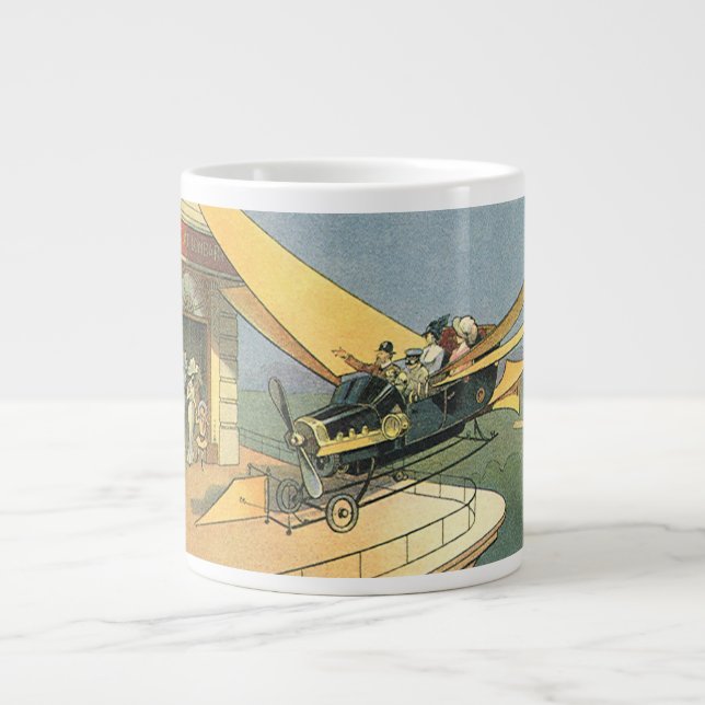 Vintage Science Fiction Steampunk Konvertible Car Jumbo-Tasse (Vorderseite)