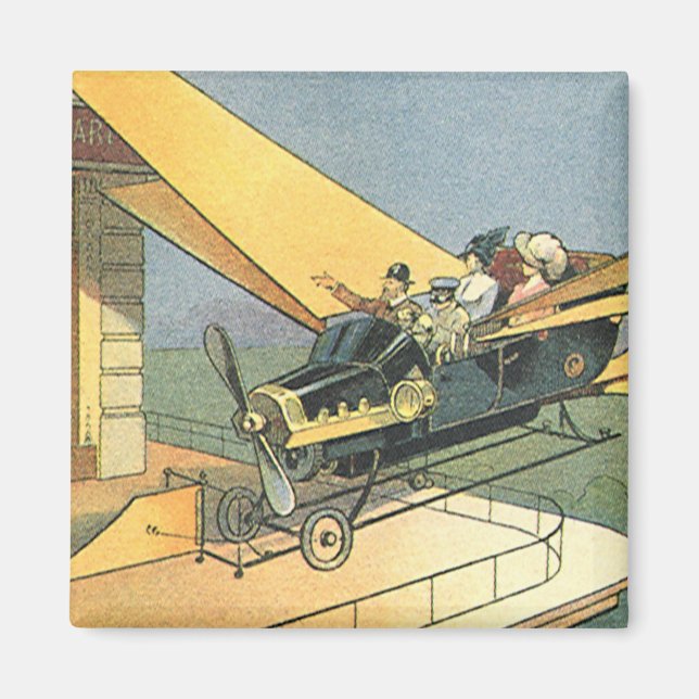 Vintage Science Fiction Steampunk Konvertible Car Magnet (Vorne)