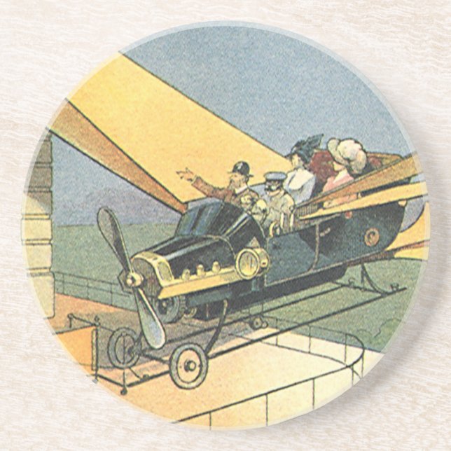 Vintage Science Fiction Steampunk Konvertible Car Untersetzer (Vorne)