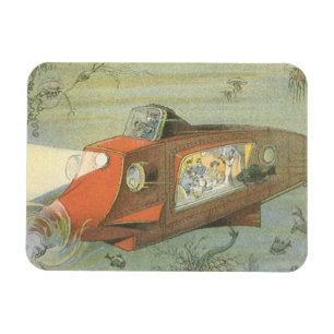 Vintage-Science-Fiction-Steampunk-U-Boot im Meer Magnet