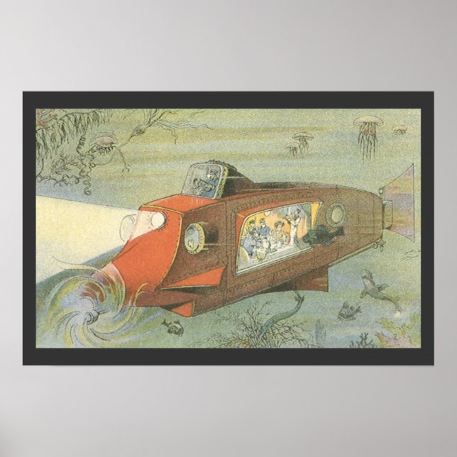 Vintage Science Fiction Steampunk U-Boot Poster (Vorne)