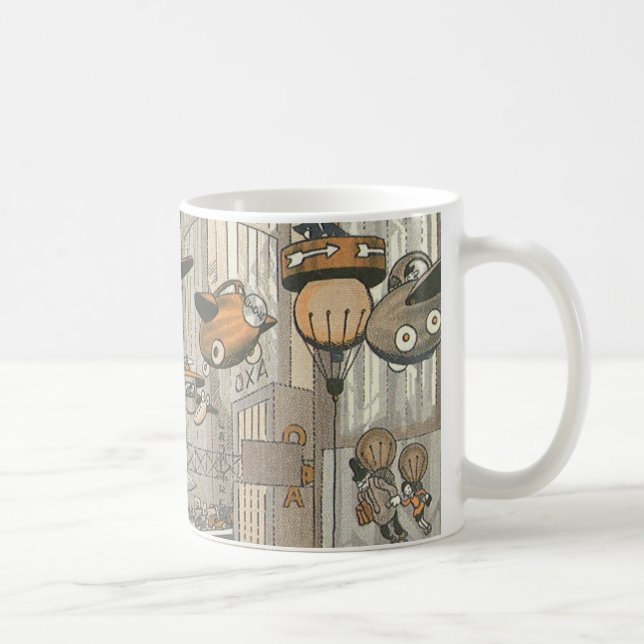Vintage Science Fiction Urban Paris, Steam Punk Kaffeetasse (Rechts)