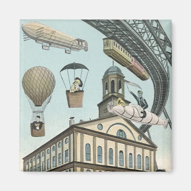 Vintage Science Fiction, Viktorianischer Dampfpunk Magnet (Vorne)