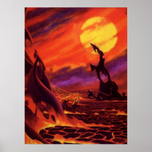 Vintage Science Fiction Vulkan Planet w Red Lava Poster