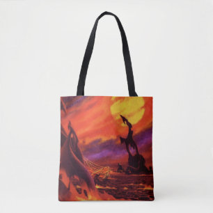 Vintage Science Fiction Vulkan Planet w Red Lava Tasche
