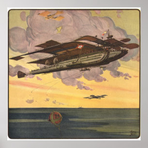 Vintage Science-Fiction-Wasserflugzeug Flugzeug Sc Poster