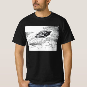 Vintage Science-Fiction-Weltraumschiff-Rakete in W T-Shirt
