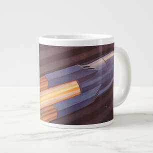 Vintage Science-Fiction-Weltraumschiff-Raketen Jumbo-Tasse