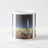 Vintage Science Fiction Wüstenplanet mit Raketen