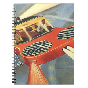 Vintage Science-Fiction-Zukunfts-Flugauto Notizblock
