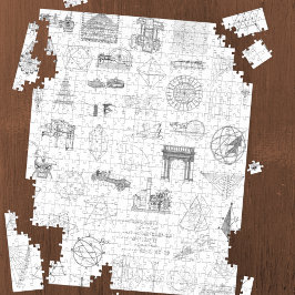 Vintage Science Illustrations Black White Pattern