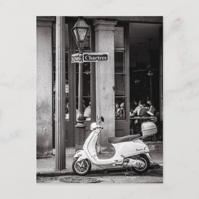 Vintage Scooter-Postkarte | Old Scooter | Paris Postkarte (Vorderseite)