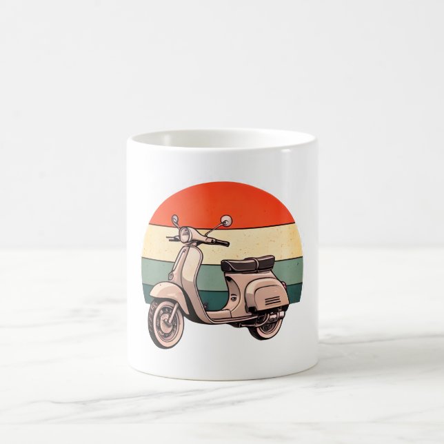 Vintage, Scooter, Roller, Mofa, Töffli, Retro Kaffeetasse (Mittel)