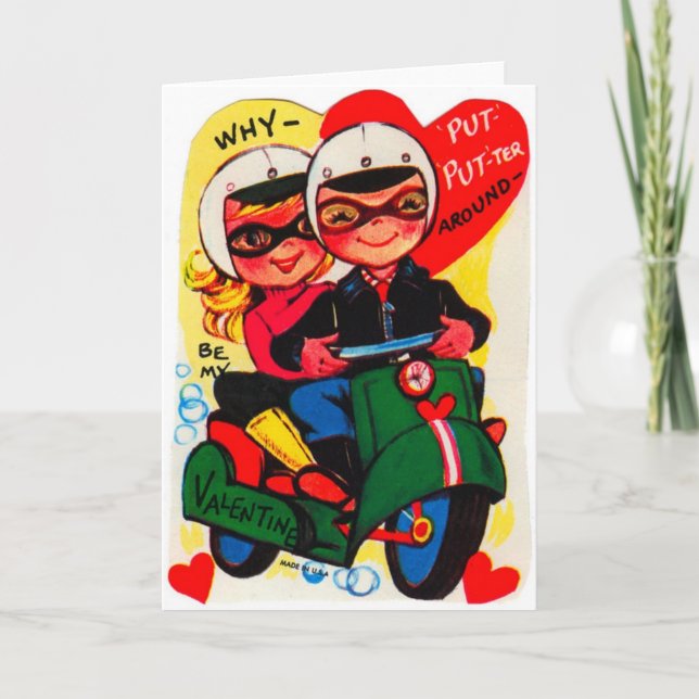 Vintage Scooter Valentine's Day Card Feiertagskarte (Vorderseite)