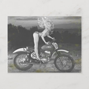 VINTAGE SCRAMBLER UND HEISSES MODELL. POSTKARTE