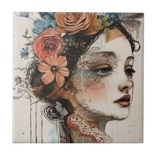 Vintage-Scrapbook-Collage-Gesicht (2) Fliese
