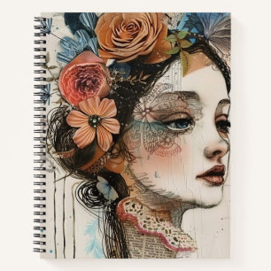 Vintage-Scrapbook-Collage-Gesicht (2) Notizbuch