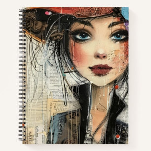Vintage-Scrapbook-Collage-Gesicht (8) Notizbuch