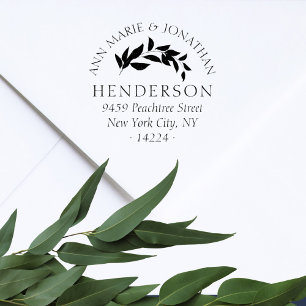 Vintage Script Botanical Wedding Rücksendeadresse Permastempel