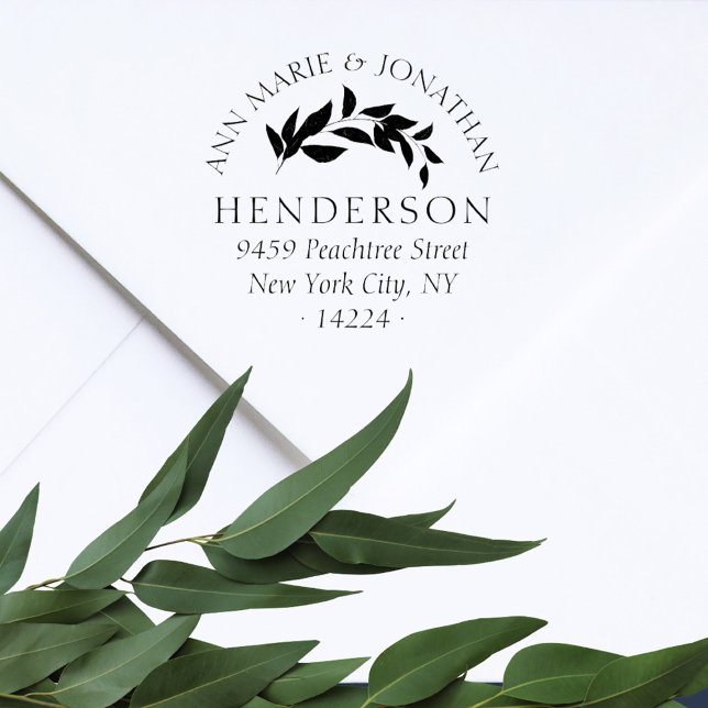 Vintage Script Botanical Wedding Rücksendeadresse Permastempel (Von Creator hochgeladen)