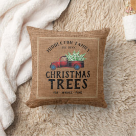Vintage Script Christmas - Red Truck Kissen
