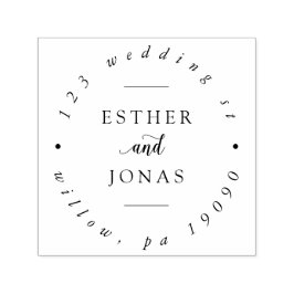 Vintage Script-Hochzeitsadresse Permastempel