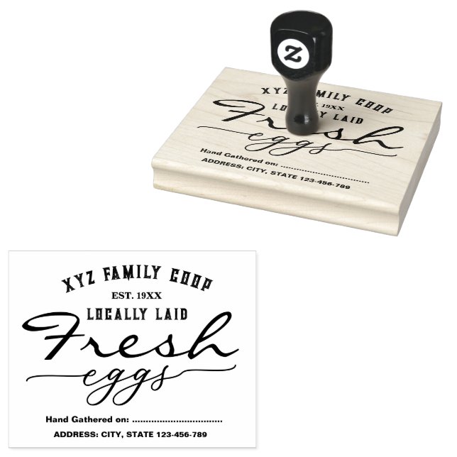 Vintage script Personalized egg carton stamp Gummistempel (Stempel)