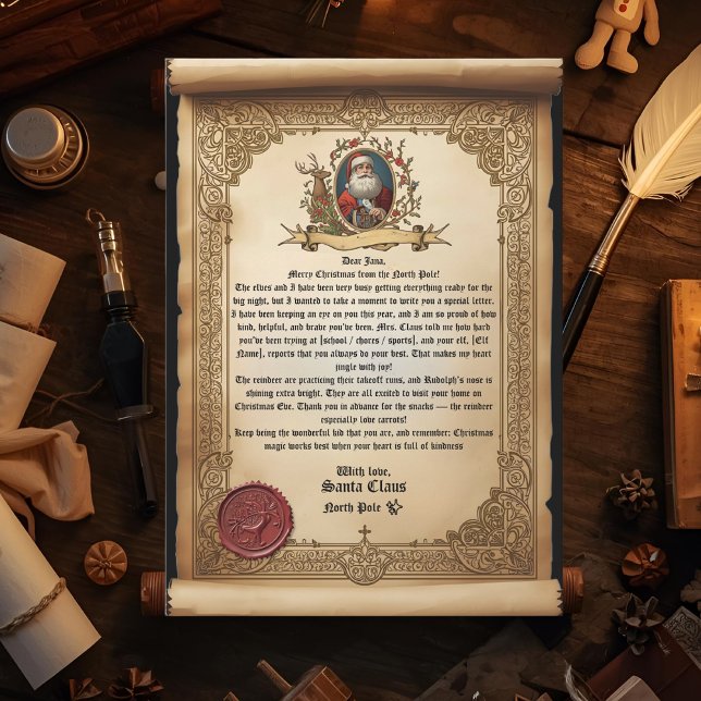 Vintage Scroll Santa Letter Template  Einladung (Von Creator hochgeladen)