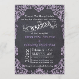 Vintage Scrollblattrahmen und Kalkboard-Hochzeit Einladung