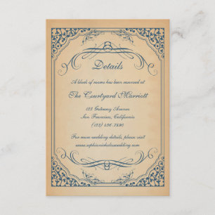 Vintage Scrollrahmen Hochzeitsdetails Begleitkarte