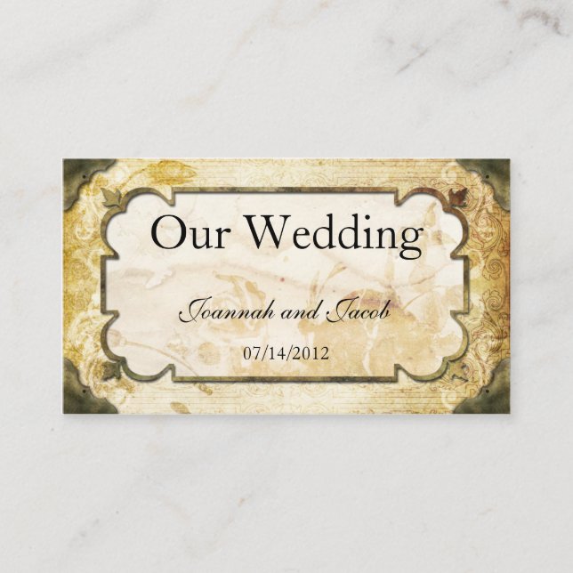 Vintage Scrolls Steampunk Wedding Website Card Begleitkarte (Vorderseite)
