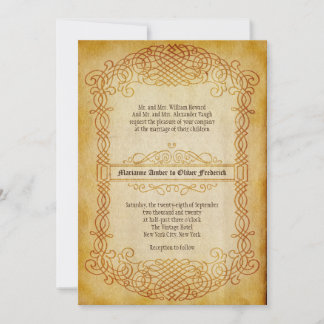 Vintage Scrolls Verzierte Bilderbuchhochzeit Einladung