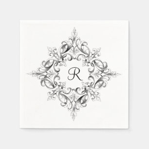 Vintage Scrollwork Monogramm-Servietten Serviette