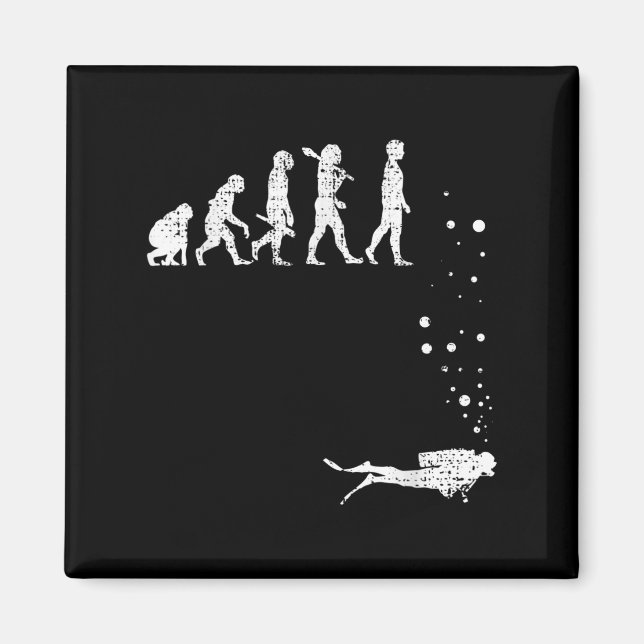 Vintage Scuba Diving Evolution Funny Diver Geschen Magnet (Vorne)