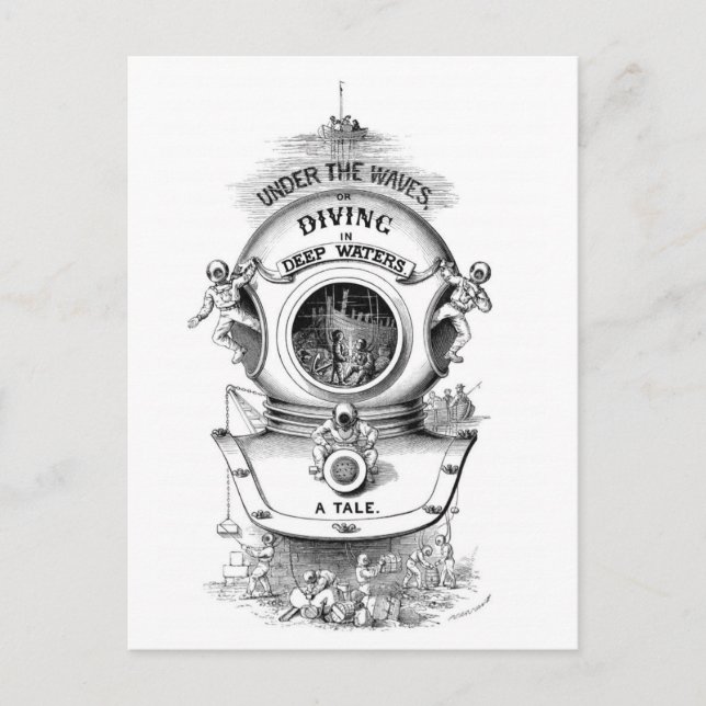 Vintage SCUBA Postkarte (Vorderseite)