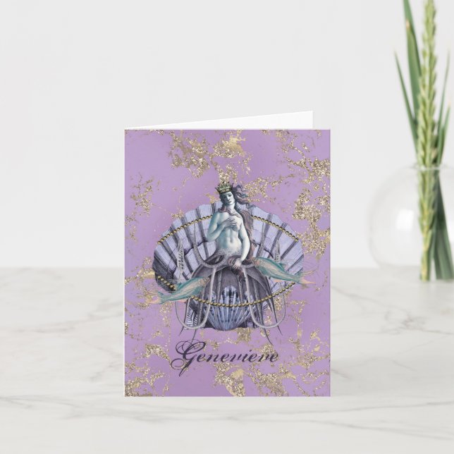 Vintage Sea Hexe Collage Lila & Gold Mitteilungska (Vorderseite)