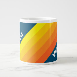 Vintage Sea Sun Stripes with Name Jumbo-Tasse