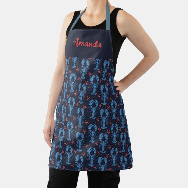 Vintage seafood Personalized Name Apron Schürze (InSitu)