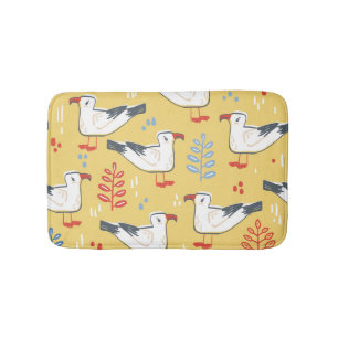 Vintage Seagull-Blätter Naturmuster Badematte