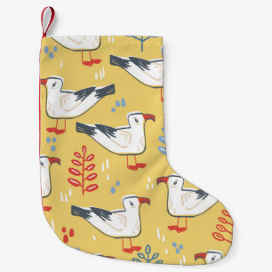 Vintage Seagull-Blätter Naturmuster Kleiner Weihnachtsstrumpf
