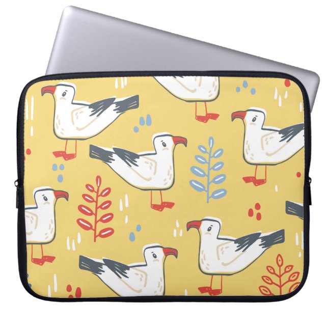 Vintage Seagull-Blätter Naturmuster Laptopschutzhülle (Vorderseite)