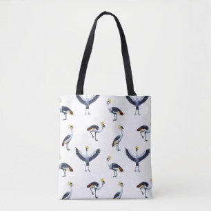 Vintage seamless pattern with crowned crane birds. tasche