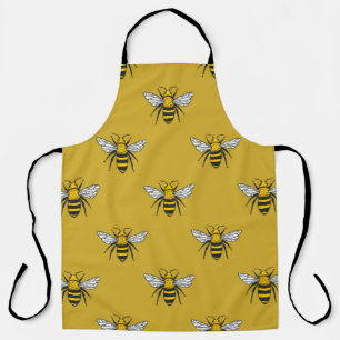 Vintage seamless pattern with yellow bees. Handdra Schürze